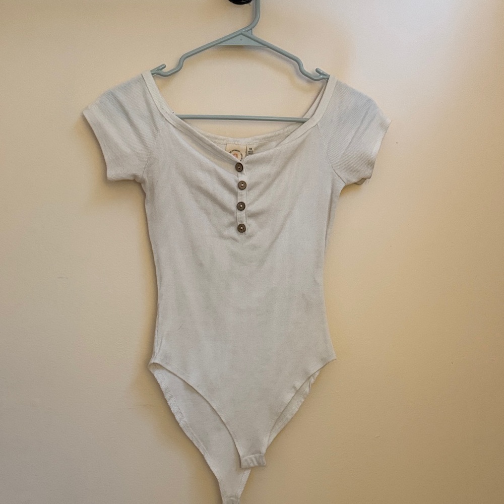 Women's White Button-Down Bodysuit